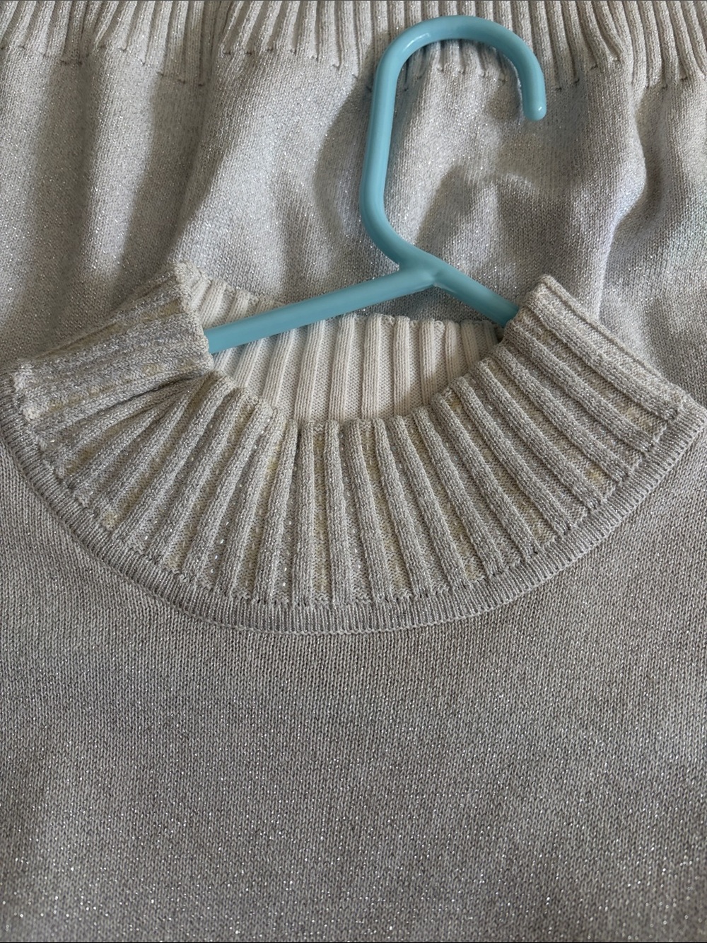 Quacker Factory Silver Ribbed Mock Neck Sweater - Picture 7 of 7